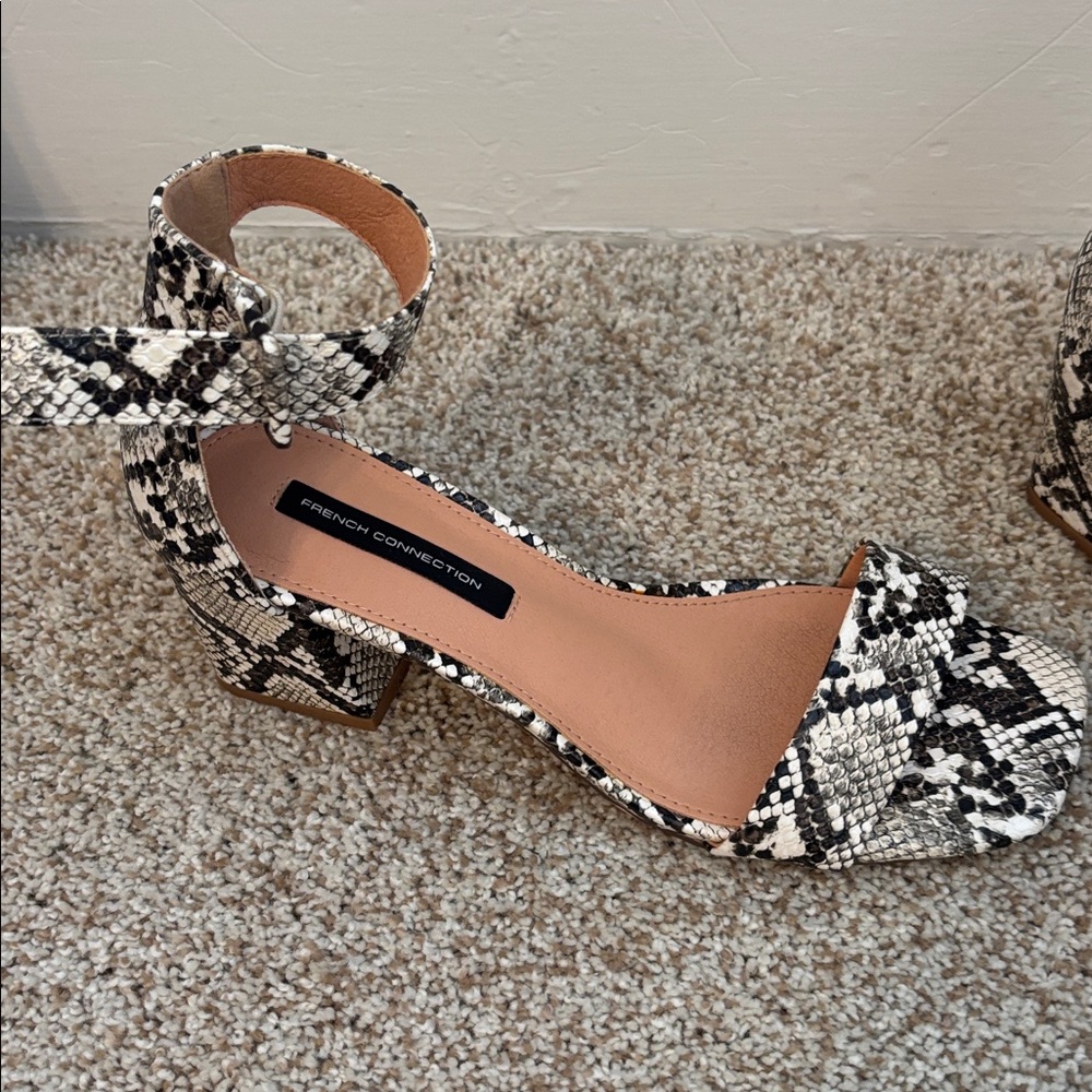 French Connection Snakeskin Ankle Strap Sandals